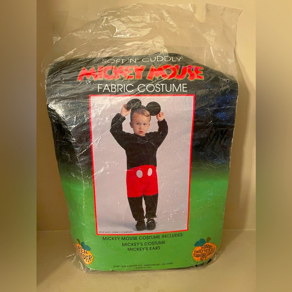 RARE Vintage Mickey Mouse Child Costume 1991 Soft N’ Cuddly Onesie Red & Black